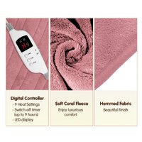 Laura Hill Heated Electric Blanket Throw Rug Coral Warm Fleece Pink thumbnail