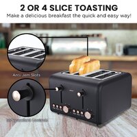 Pronti 4 Slice Toaster Rose Trim Collection - Black thumbnail