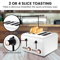 Pronti 4 Slice Toaster Rose Trim Collection - White thumbnail