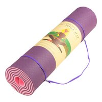 Powertrain Eco-friendly Dual Layer 8mm Yoga Mat | Purple | Non-slip Surface And Carry Strap For Ultimate Comfort And Portability thumbnail