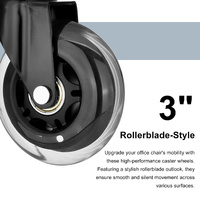 5X 3'' Rollerblade Style Wheels Office Chair Casters - Slient Smooth, 11x22mm Stem thumbnail