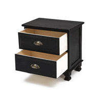 Bedside Table 2 Drawer Vintage Side Table Storage Cabinet Bedroom LYDIA BLACK thumbnail