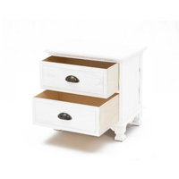 Bedside Table 2 Drawer Vintage Side Table Storage Cabinet Bedroom LYDIA WHITE thumbnail