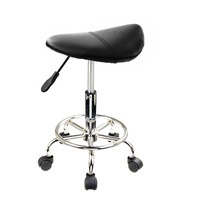 Swivel Salon Barber Stool Chair Saddle Type BLACK thumbnail