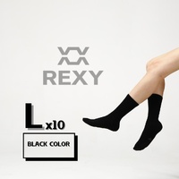 10X Rexy 3D Seamless Crew Socks Large Slim Breathable BLACK thumbnail
