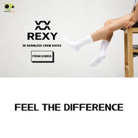 5X Rexy 3D Seamless Crew Socks Small Slim Breathable WHITE thumbnail