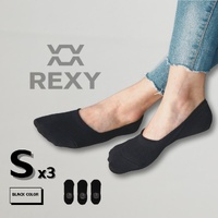 3X Rexy Cushion No Show Ankle Socks Small Non-Slip Breathable BLACK thumbnail