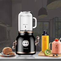 PHILEX Electric Blender Juice Smoothie Ice Mixer Retro 600ml + 2 Cups BLACK thumbnail