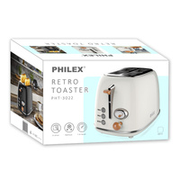 PHILEX 2-Slice Electric Toaster Bread Reheat Defrost Retro Retro IVORY thumbnail