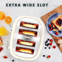 PHILEX 4-Slice Electric Toaster Bread Reheat Defrost Retro Retro IVORY thumbnail