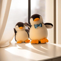2X Plush Penguin Keychain Or Doll With Sound Activation BLACK thumbnail
