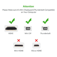 UGREEN Mini DP to HDMI Female converter cable 18CM (10460) thumbnail