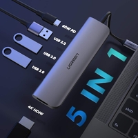 UGREEN TypeC 5 in 1 Adaptor - HDMI + USB 3.0*3 + TypeC PD Power Converter (50209) thumbnail