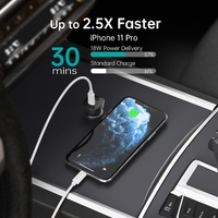CHOETECH TC0008-BK Dual USB-C 36W Car Charger Adapter Black thumbnail