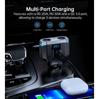 CHOETECH TC0020 45W 2 Sockets + 2x USB-C + 1x USB-A Cigarette Lighter Splitter thumbnail