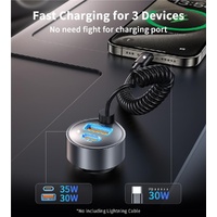 CHOETECH TC0030 65W 3-Port Fast Car Charger with 3.3ft Type-C Stretchable Cable thumbnail