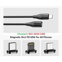 CHOETECH XCC-1034 60W C to C 1M Cable with 3 Replaceable Connecter thumbnail