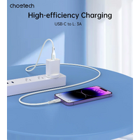 CHOETECH XCL-0002 Silicone USB-C to L Cable 1m White thumbnail