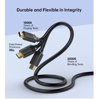 CHOETECH XHH-TP20 8K HDMI 2.1 Cable 8K@60Hz 48Gbps 2M Braided Cable - Black thumbnail