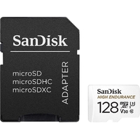 SANDISK HIGH ENDURANCE MICROSDHC CARD SQQNR 128G UHS-I C10 U3 V30 100MB/S R 40MB/S W SD ADAPTOR SDSQQNR-128G-GN6IA thumbnail