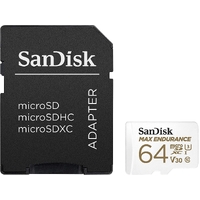 Sandisk Max Endurance Microsdxc Card SQQVR 64G (30 000 HRS) UHS-I C10 U3 V30 100MB/S R 40MB/S W SD Adaptor SDSQQVR-064G-GN6IA thumbnail