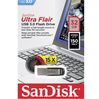 SANDISK 32GB CZ73 ULTRA FLAIR USB 3.0 FLASH DRIVE upto 150MB/s thumbnail