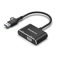 Simplecom DA326C USB 3.0 and USB-C to HDMI + VGA Video Card Adapter Full HD 1080p thumbnail