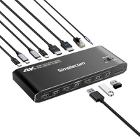 Simplecom KM590 2-Port USB-C Dual 4K HDMI Monitor KVM Switch and Docking Station with Network Sharing thumbnail