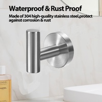 2 Pcs Wall Mount Bathroom Towel Hooks Holder Cloth Hanger Hook Kitchen Door Hanger Brushed Nickel thumbnail