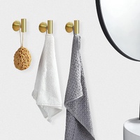 2 Pcs Wall Mount Self Adhesive Bathroom Towel Hooks Holder Cloth Hanger Hook Door Hanger Gold thumbnail