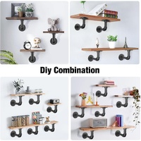 4PCS Pipe Floating Shelf Bracket Industrial Pipe Shelf Bracket Mounting Bracket Storage Racks Decor thumbnail