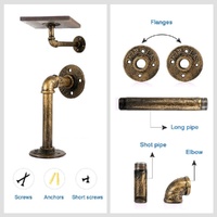 4PCS Pipe Floating Shelf Bracket Industrial Pipe Shelf Bracket Mounting Bracket Storage Racks Decor Bronze thumbnail