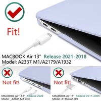 Suitable for  MacBook Air 13 Inch Case 2022 2021 2020 2019 2018, A1932, A2179, A2337 Shell Case Keyboard Cover lavender Grey thumbnail