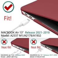 MacBook Air 13 Inch Case 2020 2019 2018, A1932, A2179,A2337 Shell Case Keyboard Cover Wine Red thumbnail