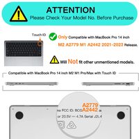 Suitable for MacBook Pro 14 Max Inch Case 2023 2022 2021 M2 A2779 M1 A2442 Hardshell Case Keyboard Cover Blue thumbnail