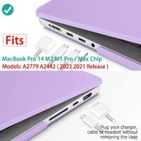 Suitable for  MacBook Pro 14 Max Inch Case 2023 2022 2021 M2 A2779 M1 A2442 Hardshell Case Keyboard Cover Purple thumbnail