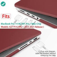 Suitable for  MacBook Pro 14 Max Inch Case 2023 2022 2021 M2 A2779 M1 A2442 Hardshell Case Keyboard Cover Wine Red thumbnail