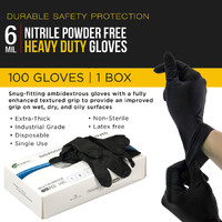 100x Nitrile Black Industrial Mechanic Tattoo Food Disposable Gloves Medium thumbnail