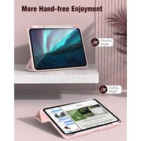 iPad 10th Case 10.9 Inch 2022 with Pencil Holder, Smart iPad Clear Case with Soft TPU Auto Wake Sleep Pink thumbnail