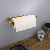 Gold Kitchen Bathroom Paper Holder Towel Holder Self Adhesive or Screw Mount 31cm thumbnail