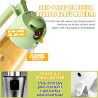 600ml 2 in 1 Glass Oil Sprayer Dispenser Kitchen Sprayz Cooking Baking Oil Bottle BBQ Spray Green thumbnail