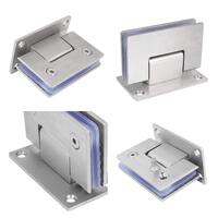 90 Degree Glass Door Cupboard Showcase Cabinet Clamp Glass Shower Doors Hinge 304 Steel thumbnail