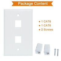 Ethernet Wall Plate 2 Port Cat6 Ethernet Cable Wall Plate Adapter thumbnail