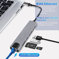 8in1 USB C Adapter 4K HDMI PD USB C Port USB 3.0 RJ45 SD/TF Card Reader Docking Station MacBook Ipad Pro Laptop thumbnail