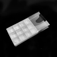 100 Pack of White Card Chocolate Sweet Soap Product Retail Gift Box - 12 bay 4x4x3cm Compartments  - Clear Slide On Lid - 16x12x3cm thumbnail