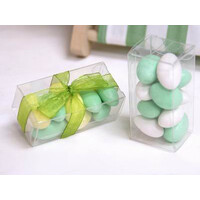 100 Pack of 5x8cm Clear PVC Plastic Folding Packaging Small rectangle/square Boxes for Wedding Jewelry Gift Party Favor Model Candy Chocolate Soap Box thumbnail