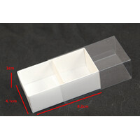 10 Pack of White Card Chocolate Sweet Soap Product Reatail Gift Box - 2 Bay Compartments - Clear Slide On Lid - 8x4x3cm thumbnail
