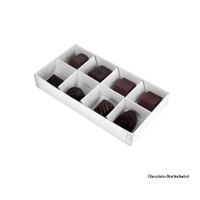 10 Pack of White Card Chocolate Sweet Soap Product Reatail Gift Box - 8 bay 3cm Compartments - Clear Slide On Lid - 16x8x3cm thumbnail