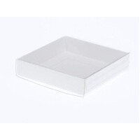 10 Pack of 10cm Square Invitation Coaster Favor Function product Presentation Cookie Biscuit Patisserie Gift Box - 2cm deep - White Card with Clear Sl thumbnail
