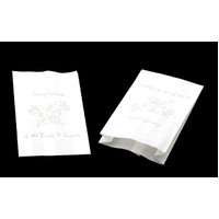 50 Pack Wedding Cake Bags Greaseproof Wax Paper Slice Take Home Favour Silver Doves thumbnail